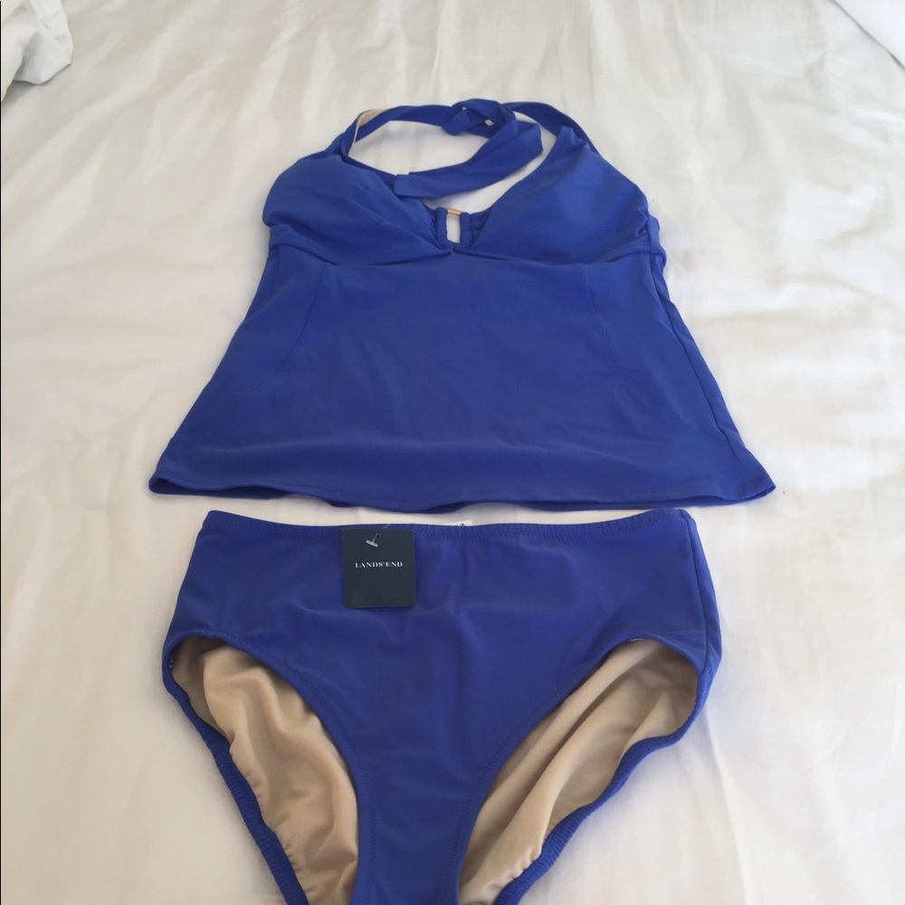 Lands end blue two-piece bathing suit